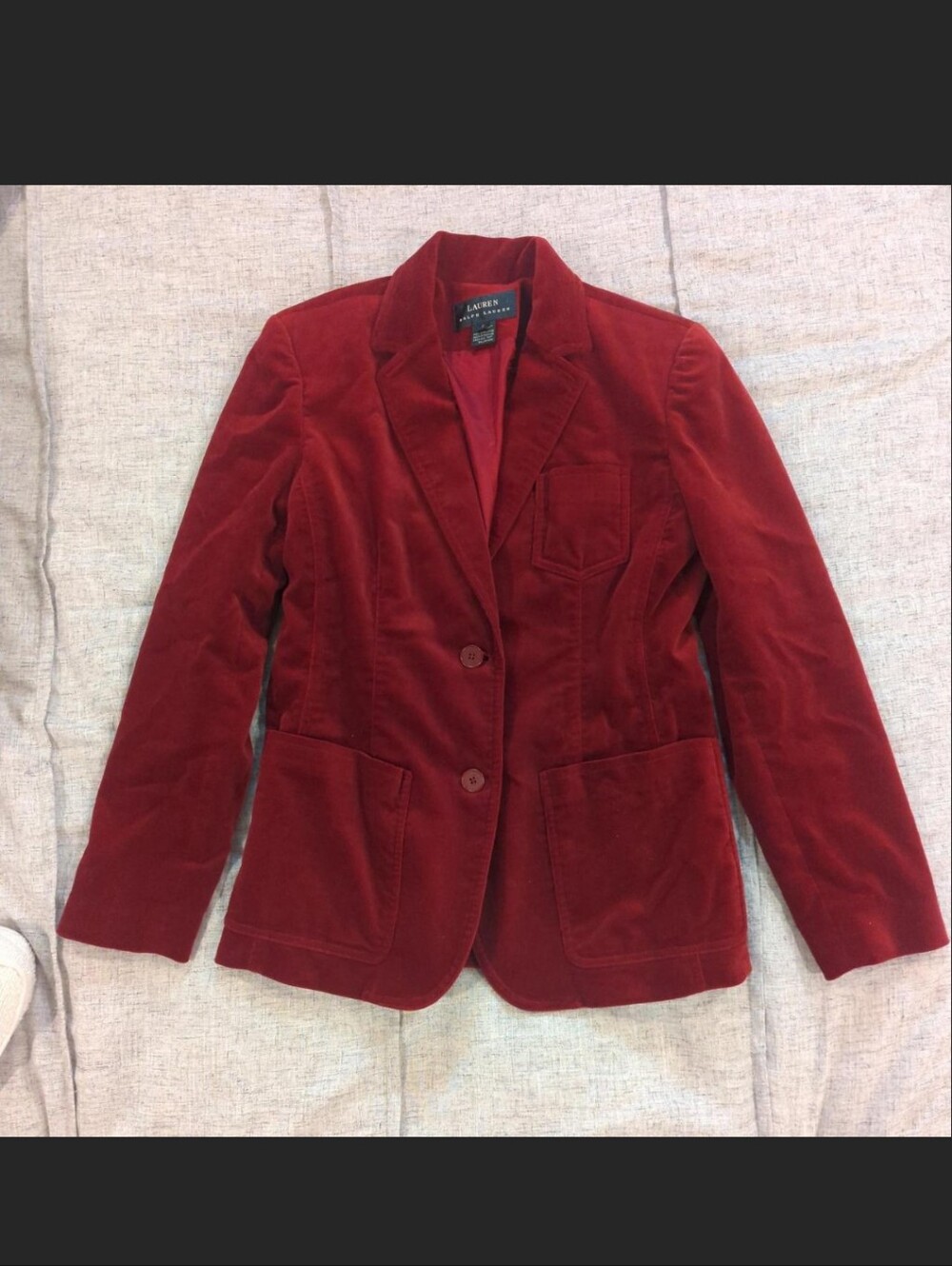 Lauren Ralph Lauren Red Velvet Two-Button Blazer